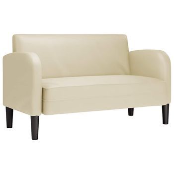 Sofá Loveseat Color Crema 110 Cm Cuero Sintética Vidaxl