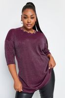 yours top morado metalizado con ojales mujer curvy y tallas grandes yours