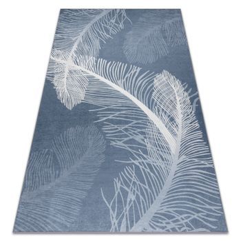 Alfombra Lavable Andre 1148 Plumas, Antideslizante - Azul 120x170 Cm