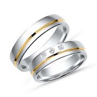 alianzas 14 quilates oro amarillo-blanco 3 diamantes