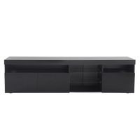 mueble tv negro de 180 cm con luces led variables y paneles de vidrio