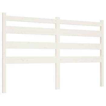 Cabecero Cama Mueble De Dormitorio De Cama Madera Maciza De Pino 126 X 4 X 100 Cm Blanco M02_0005221