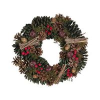 corona de navidad verde material sintetico conos de pino de madera diseno tradicional redondo 35 cm nurmes