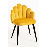 silla hand terciopelo patas negras - amarillo