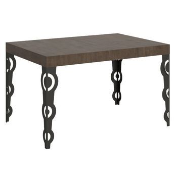 Kazay Oriental Mesa Rectangular Extensible Para 6 A 10 Personas L 130 A 234 Cm Madera Oscura Y Patas De Metal Antracita
