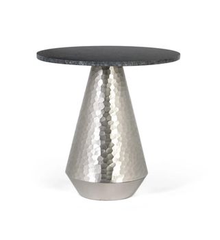Mesa de centro con tapa de mármol y base de aluminio
