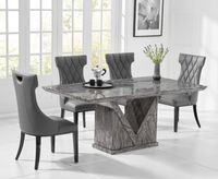 mocha 160cm grey marble dining table with freya chairs