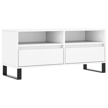 Mueble Tv | Mueble De Salón | Mesa De Tv Madera Contrachapada Blanco 100x34,5x44,5 Cm
