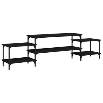 Mueble Tv | Mueble De Salón | Armario Tv Madera Contrachapada Negro 197x35x52 Cm
