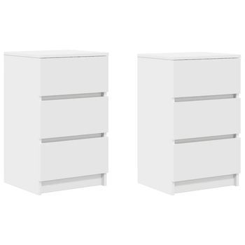 Mesillas De Noche Con 3 Cajones 2 Uds Blanco 39x35x65 Cm Vidaxl