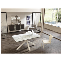 mesa extensible de 160cm a 240cm moderna encimera de ceramica sobre cristal templado de marmol blanco