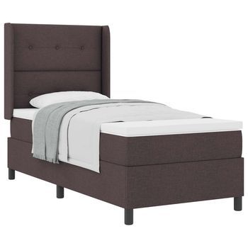 Cama Tipo Box Spring Con Cojín Marrón Oscuro 200 X 80 Cm Tela Vidaxl