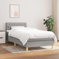 cama individual  cama box spring  cama para adultos con colchon tela gris claro 90x190 cm cfw826110