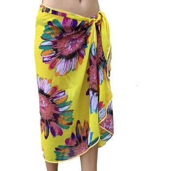 Alberto Cabale pareos Pareo de Seda Flora Amarillo Marina para mujer