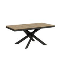 mesa extensible 90x180440 cm efecto madera roble natural hierro