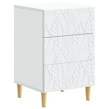 Mesita De Noche 43x39,5x66,5 Cm Madera Maciza De Eucalipto - Blanco