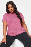 yours camiseta algodon rosa efecto lavado corazon de tachas mujer curvy y tallas grandes yours