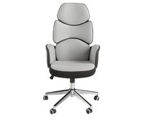 angel cerda silla oficina giratoria tela gris claro y pvc blanco brillo