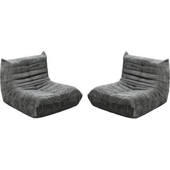 Conjunto De 2 Sillones Modulares Tipo Sofá En Tela Texturizada 