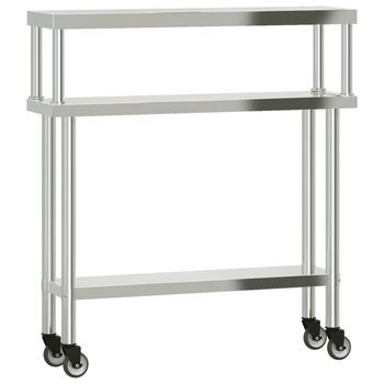 Mesa De Trabajo Para Cocina Con Estante Acero Inox 110x30x120cm