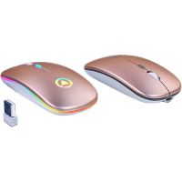 kinsi a2 raton silencioso iluminado rgb recargable rosa