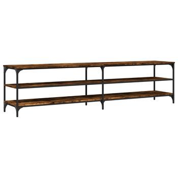 Mueble De Tv Metal Y Contrachapada Roble Ahumado 200x30x50cm