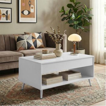 Mesa de centro con tablero elevable de color blanco