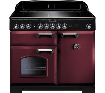 RANGEMASTER Classic Deluxe 100 Electric Induction Range Cooker - Cranberry & Chrome, Cranberry
