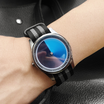 Reloj de Pulsera Enmex Personalizado, Diseño Creativo en Lona, Misterioso Degradado Azul, Reloj de Cuarzo de Moda para Hombre