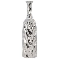 florero de gres plateado con forma de botella moderno glam bassania