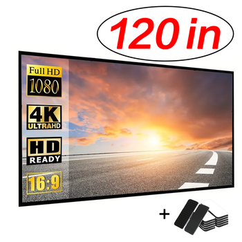 Pantalla de proyector 3D portátil 30-120″ 16:9 plegable cine en casa interior exterior 4K HD 1080P rechazo de luz al aire libre portátil pantalla de proyección para películas y gamingEspaña (Spanish)