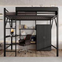 cama nido de hierro 140x200 cm  doble almacenaje armario integrado negra