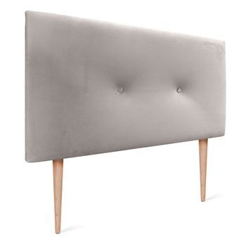 Dhome Cabecero De Terciopelo Liso Con Botones 110x115 Con Patas Camas 105 - Beige