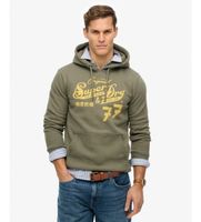 superdry para hombre m2014353a sudadera con capucha leather  boot co script kaki oscuro xl casual verde algodon