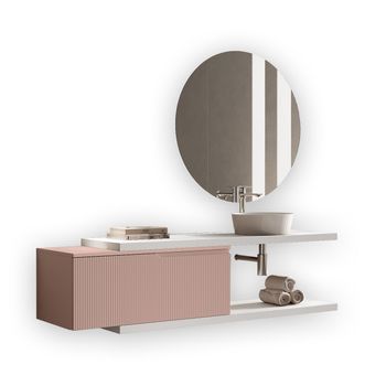 Composición Baño 5 Piezas Venere Blanco/rosa Empolvado En Mdf