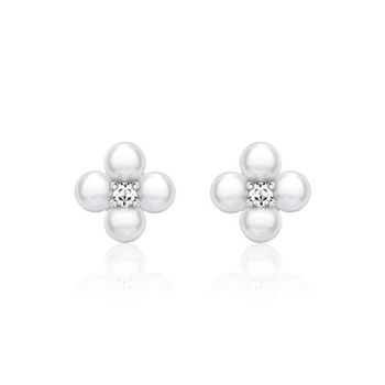 Pendientes flor de plata 925 con circonita cúbica
