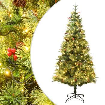 Árbol De Navidad Con Luces Y Piñas Pvc Pe Verde 120 Cm Vidaxl