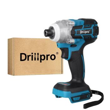 Destornillador eléctrico de impacto inalámbrico sin escobillas Drillpro 18V 520Nm con velocidad continua, cargador recar