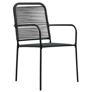 Pack 4 Uds Sillas De Jardín | Silla De Exterior | Sillón Cuerda De Algodón Y Acero Negro