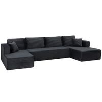 homcom sofa modular en u con 2 chaiselongues sofa cama de pana con espuma de alta densidad y asiento con muelles gris oscuro