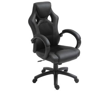 Homcom silla de oficina silla estudio con función basculante altura ajustable y respaldo alto tapizado en cuero pu y malla transpirable 71x61x108-118 cm negro