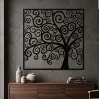 panel decorativo arbol de metal negro 100x1x100 cm