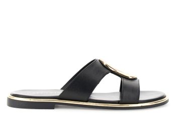zapatilla de piel con accesorio black 39