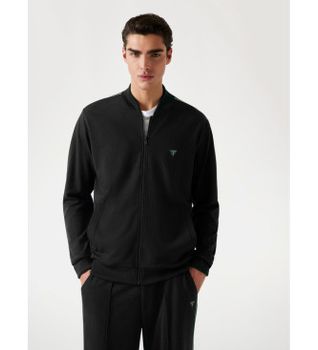Guess para hombre. M5YQ04KCBR2 Sudadera Monaco Ponte negro (M), Casual, Viscosa