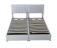 cama canape tapizada en tejido de lino - 180x200cm - convertible en 2 camas individuales - gris