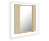 vidaxl armario espejo de bano led acrilico roble sonoma 40x12x45 cm