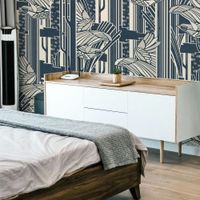 papel pintado panoramico con motivos de pajaros azul 450 x