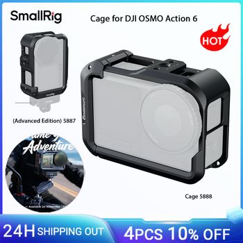 Jaula SmallRig OSMO Action 6 para DJI OSMO Action 6 Advanced Edition con cubierta de lente de silicona, correa para muñeca con soporte para zapata fría