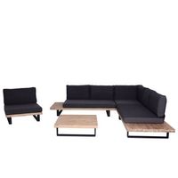 muebles de jardin con sillon sofa de madera de acacia aluminio marron claro revestimiento gris oscuro 040008297