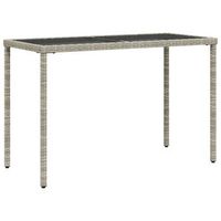 mesa jardin  mesa de exterior superficie vidrio ratan pe gris claro 115x54x74 cm